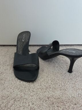 Spring Black Slide Heel Sandals